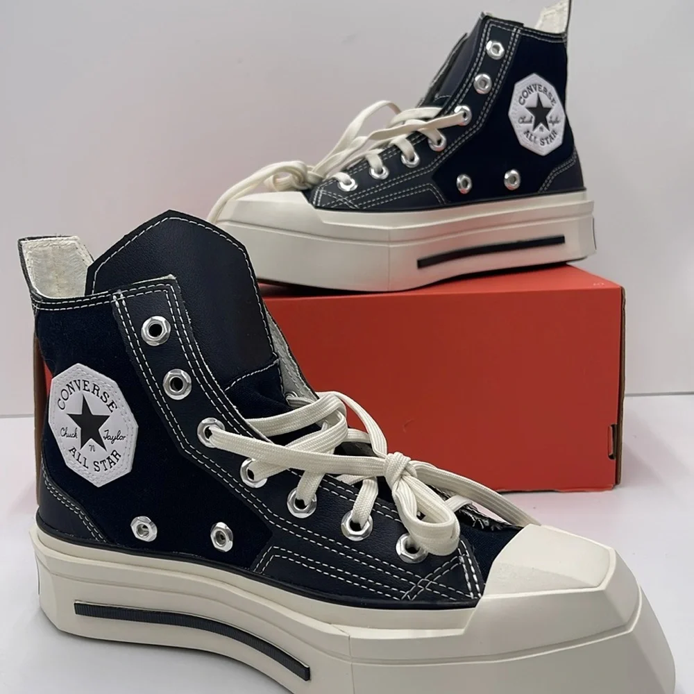 Converse WMNS Black High-Top Sneakers A06435C CHUCK 70 DE LUXE SQUARED HI BLACK/